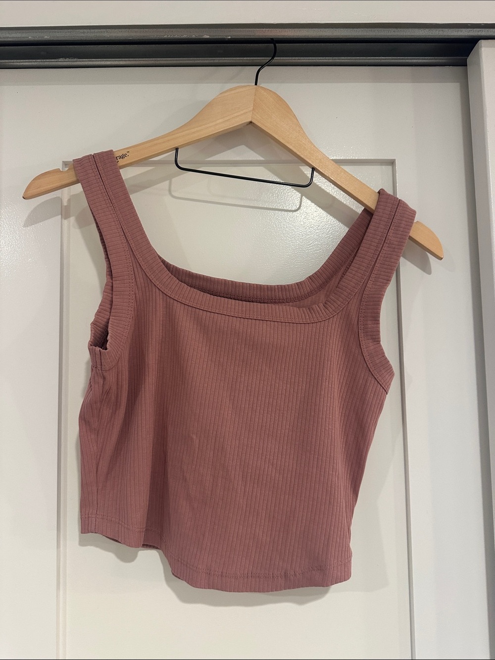 Madewell Mauve Ribbed Square-Neck Tank Top